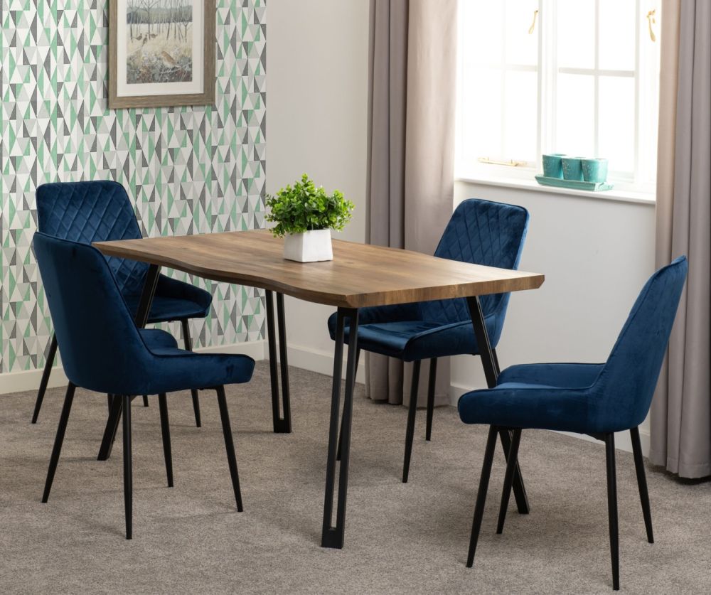  Seconique Furniture Avery Sapphire Blue Velvet Dining Chair In Pair