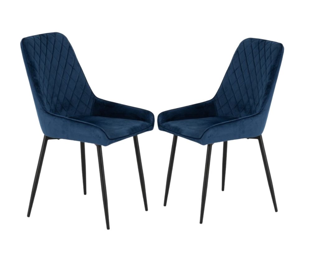  Seconique Furniture Avery Sapphire Blue Velvet Dining Chair In Pair