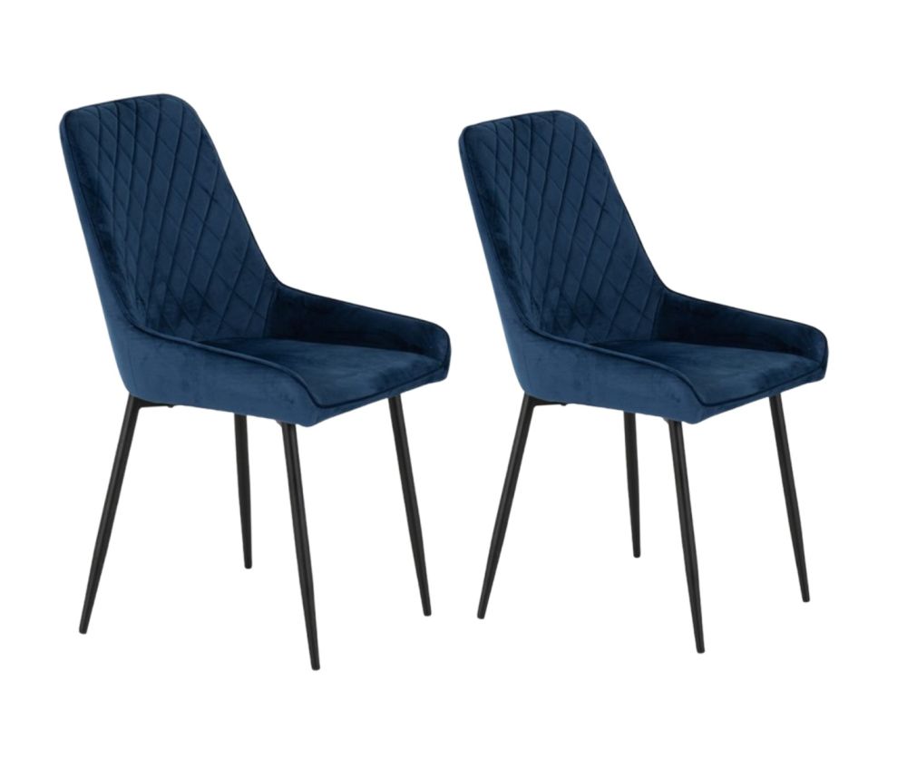  Seconique Furniture Avery Sapphire Blue Velvet Dining Chair In Pair