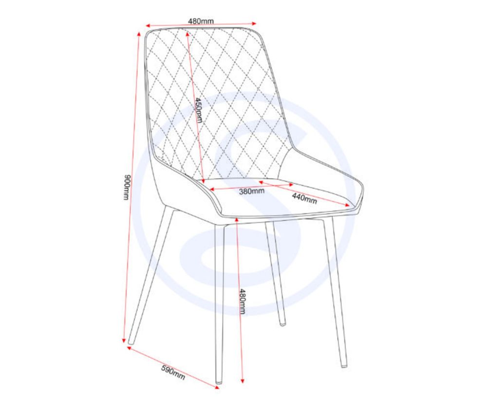  Seconique Furniture Avery Sapphire Blue Velvet Dining Chair In Pair