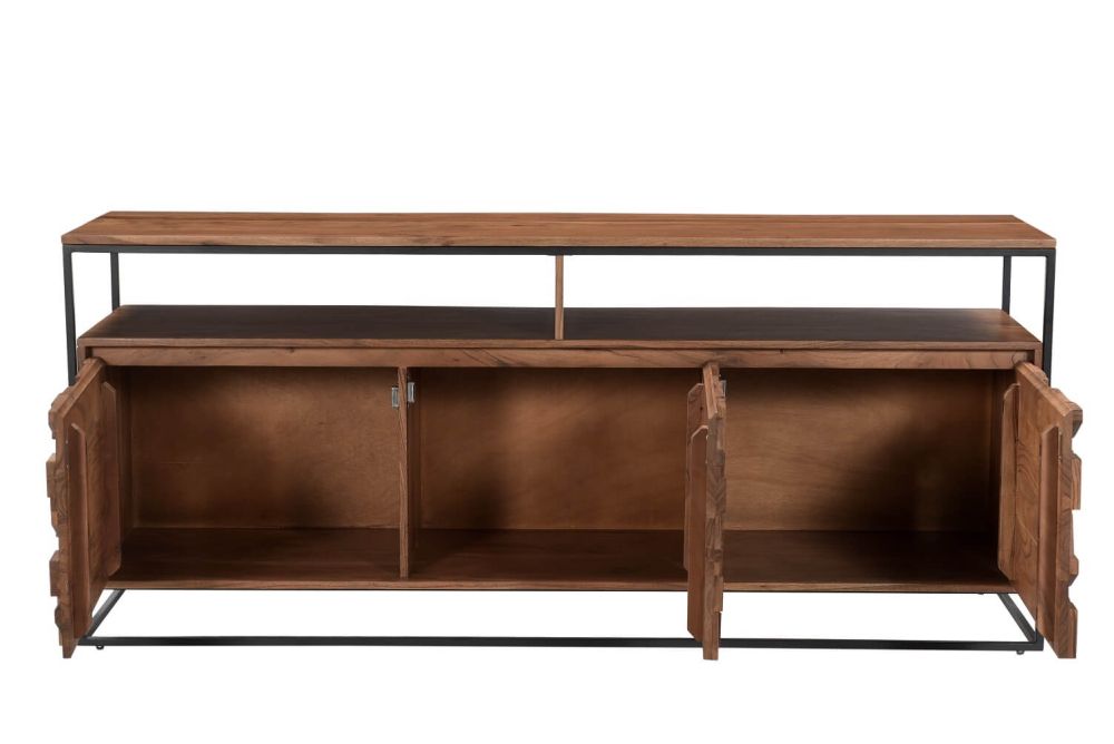 Furniture Link Axis Natural Acacia Wood 3 Drawer Large Sideboard
