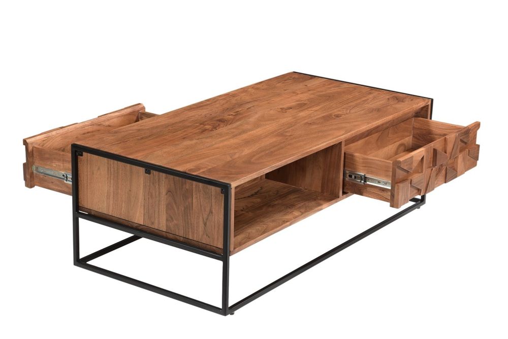 Furniture Link Axis Natural Acacia Wood 2 Drawer Coffee Table