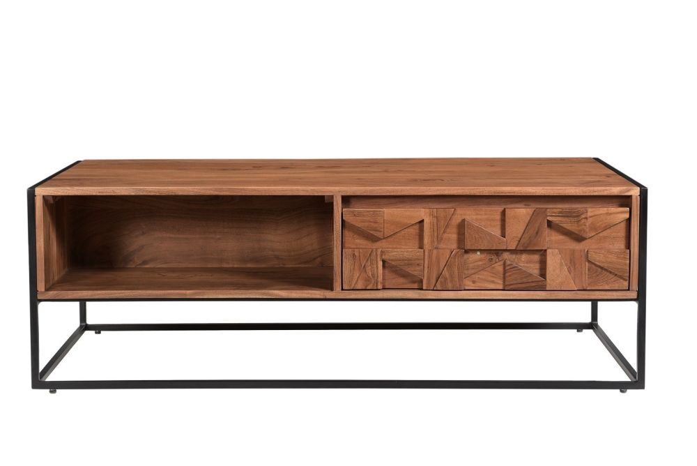 Furniture Link Axis Natural Acacia Wood 2 Drawer Coffee Table