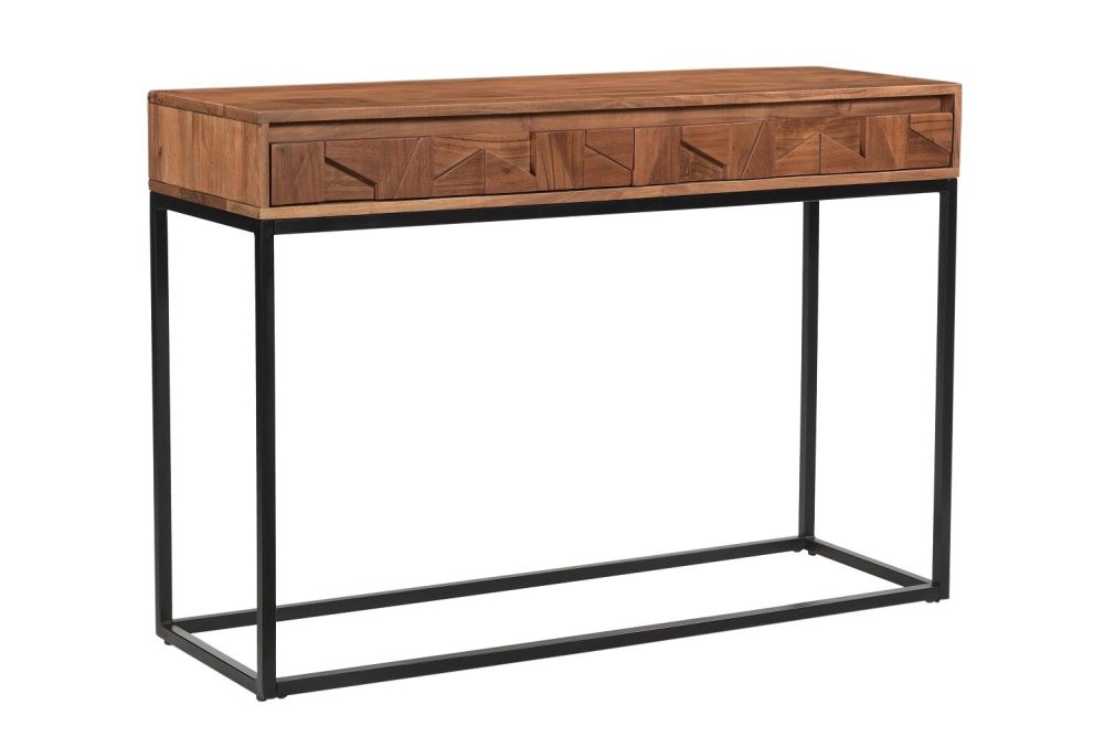 Furniture Link Axis Natural Acacia Wood 2 Drawers Console Table