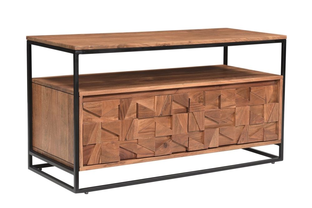 Furniture Link Axis Natural Acacia Wood 2 Doors TV Unit 
