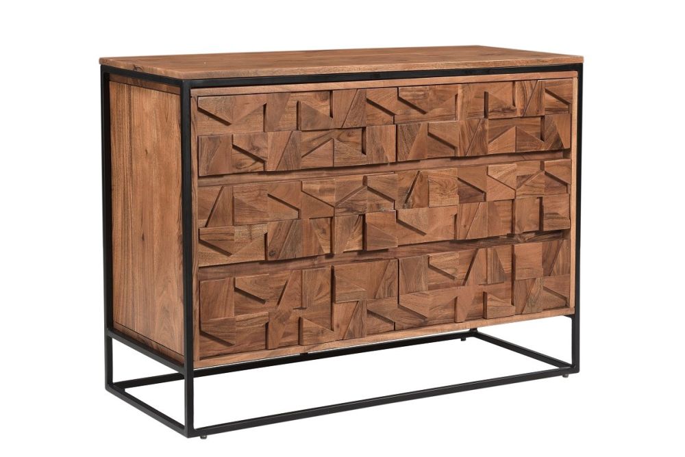 Furniture Link Axis Natural Acacia Wood 6 Drawers Chest