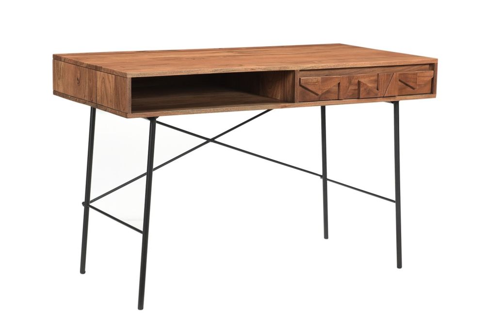 Furniture Link Axis Natural Acacia Wood 1 Drawer Computer Desk