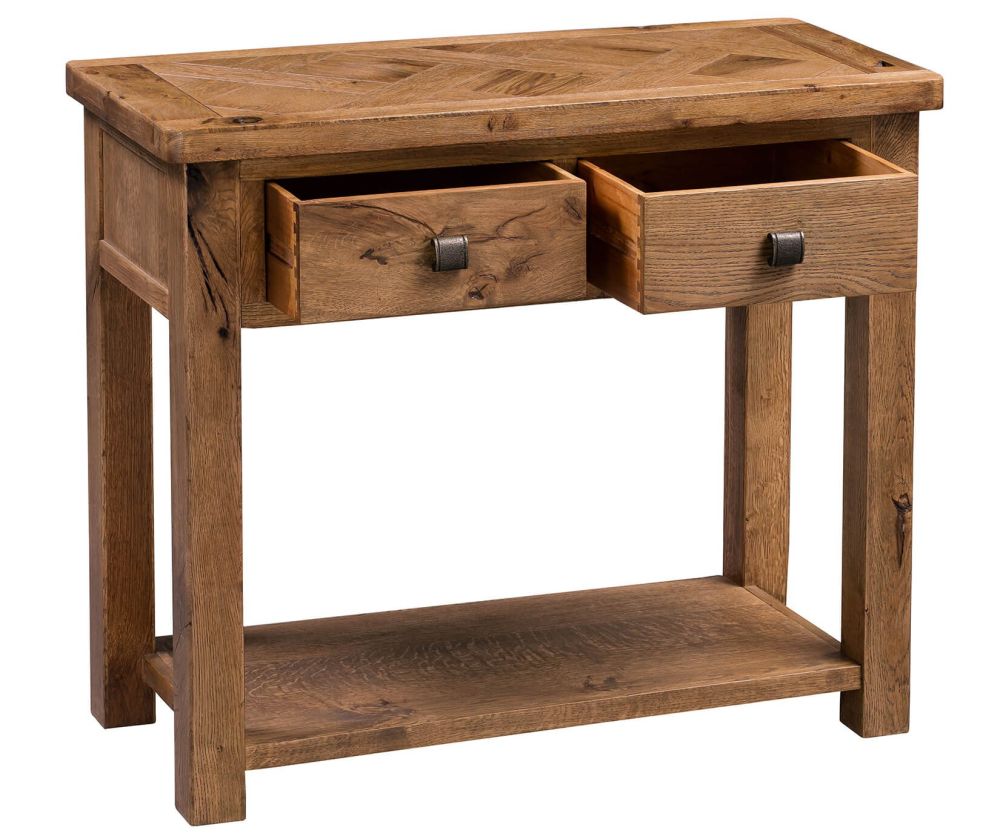 Homestyle GB Aztec Solid Oak 2 Drawer Hall Table