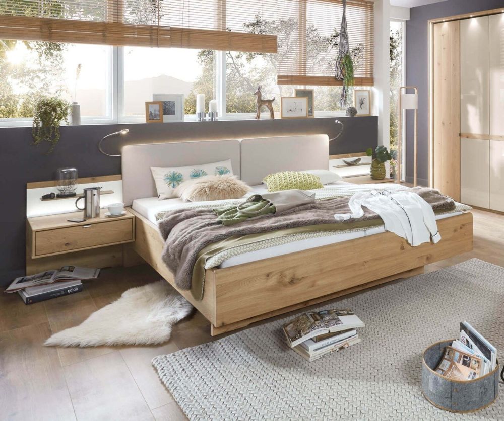 Wiemann Bari Bed With Champagne Faux Leather Straight Headboard