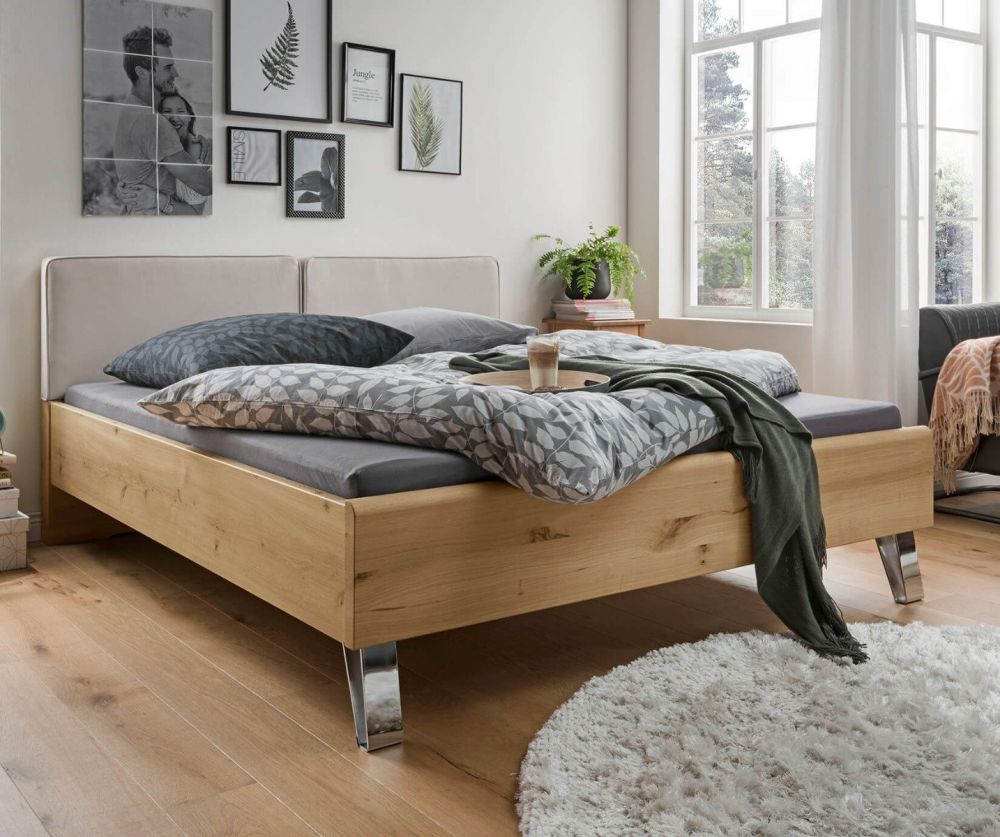 Wiemann Bari Bed With Champagne Faux Leather Straight Headboard