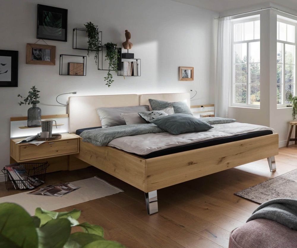 Wiemann Bari Bed With Champagne Faux Leather Straight Headboard