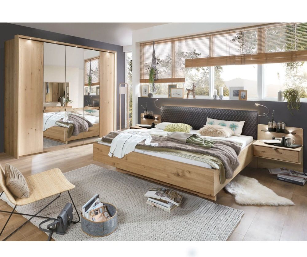 Wiemann Bari Champagne Glass Hinged Door Wardrobe With Cross Trims - H236cm