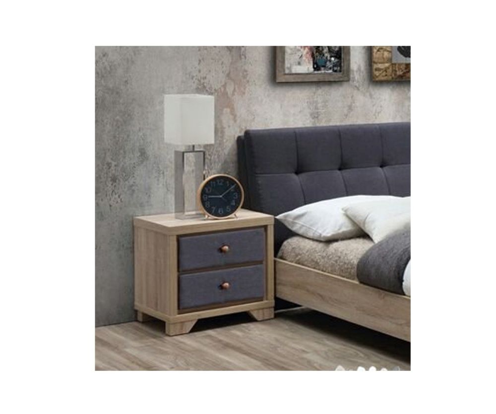 Artisan Grey Fabric and Beech Wood Nightstand