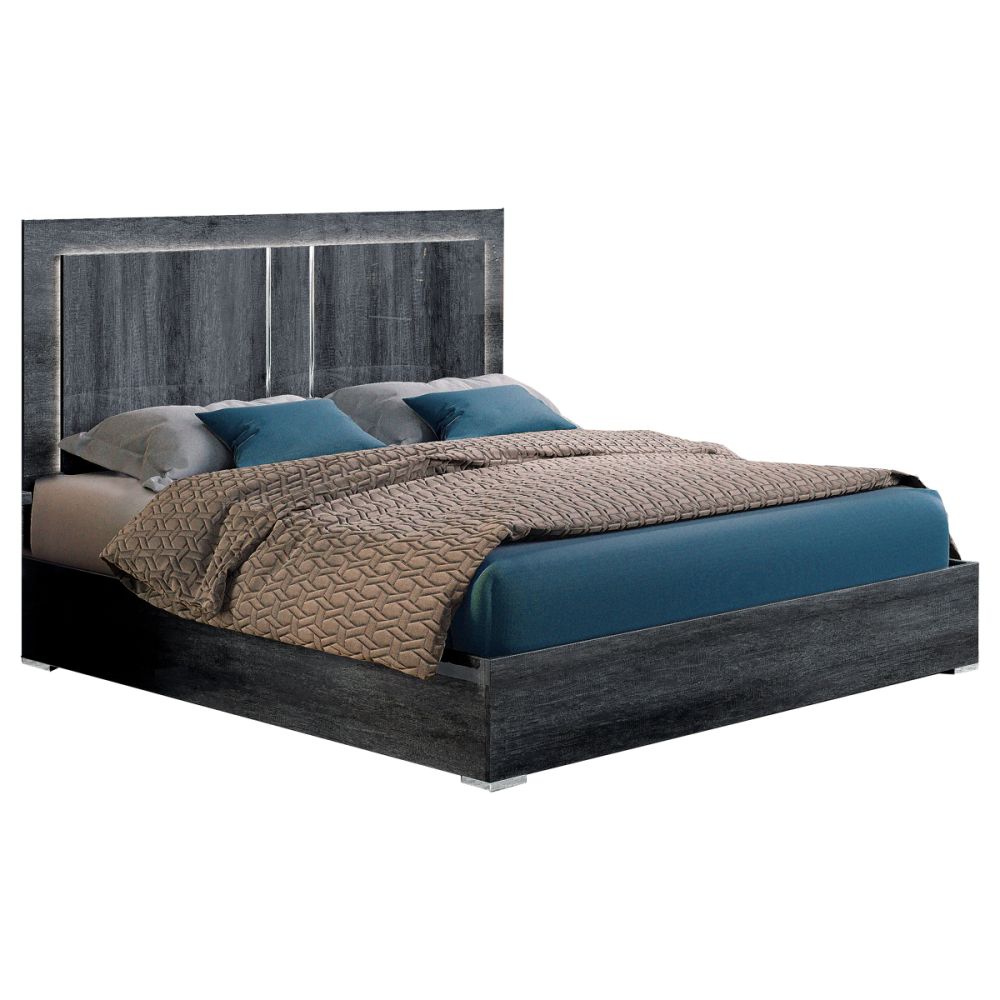 Ben Company Luna Dark Grey Italian Bed Group Set with 4 Door Wardrobe