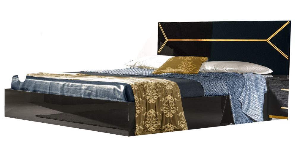 Ben Company Elegance Black and Gold Finish Italian Bed Group Set