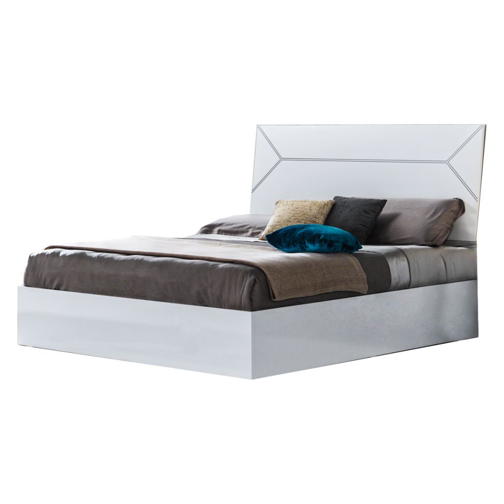 Ben Company Elegance White and Silver Finish Italian Bed Group Set