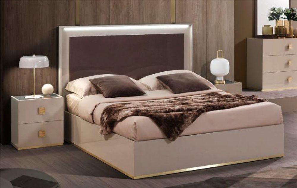 H2O Design Gilda Pearl Bronze Italian Bedroom Set with 4 Door Wardrobe