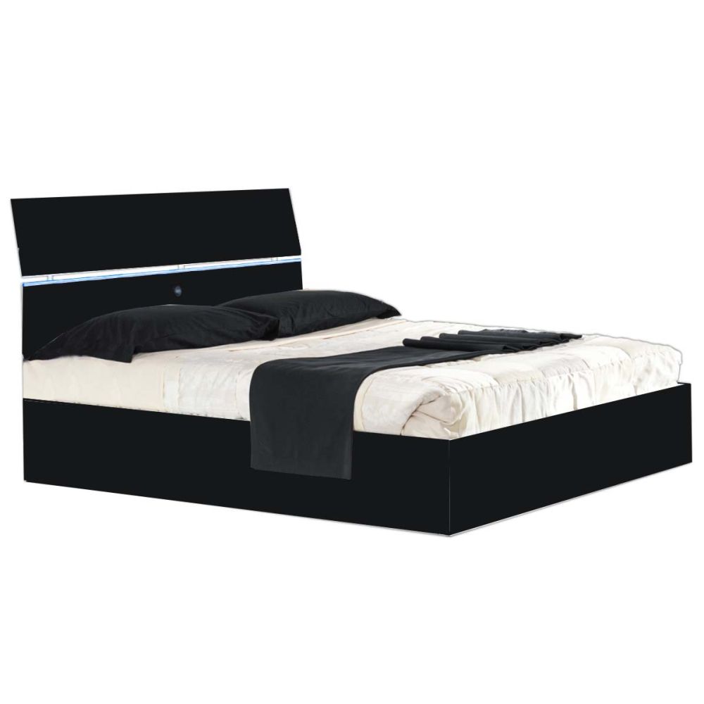 Ben Company Simona Black Finish Italian Bed Group Set with 4 Door Wardrobe