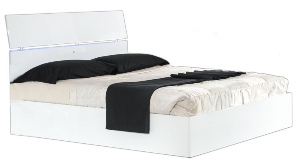 Ben Company Simona White Finish Italian Bed Group Set with 6 Door Wardrobe