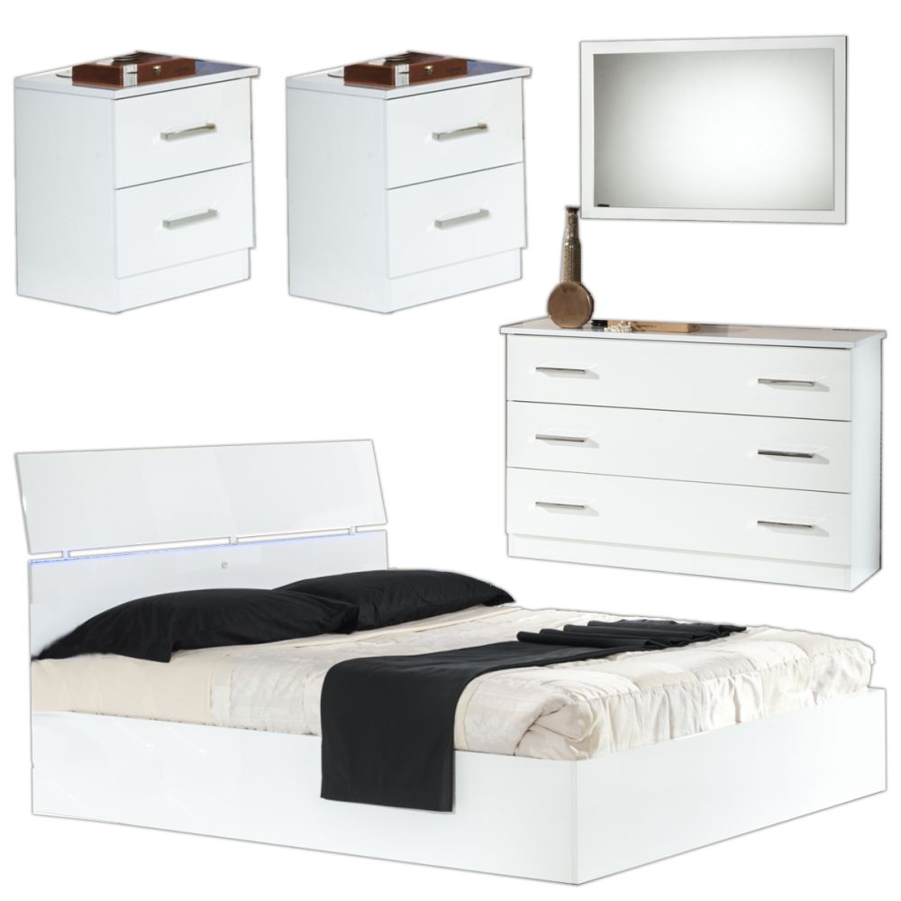Ben Company Simona White Finish Italian Bedroom Set