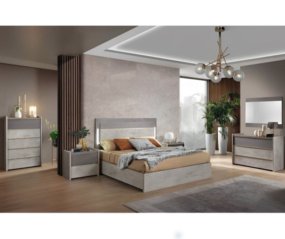 H2O Design Sole Grey Italian Bedroom Set with 4 Door Wardrobe