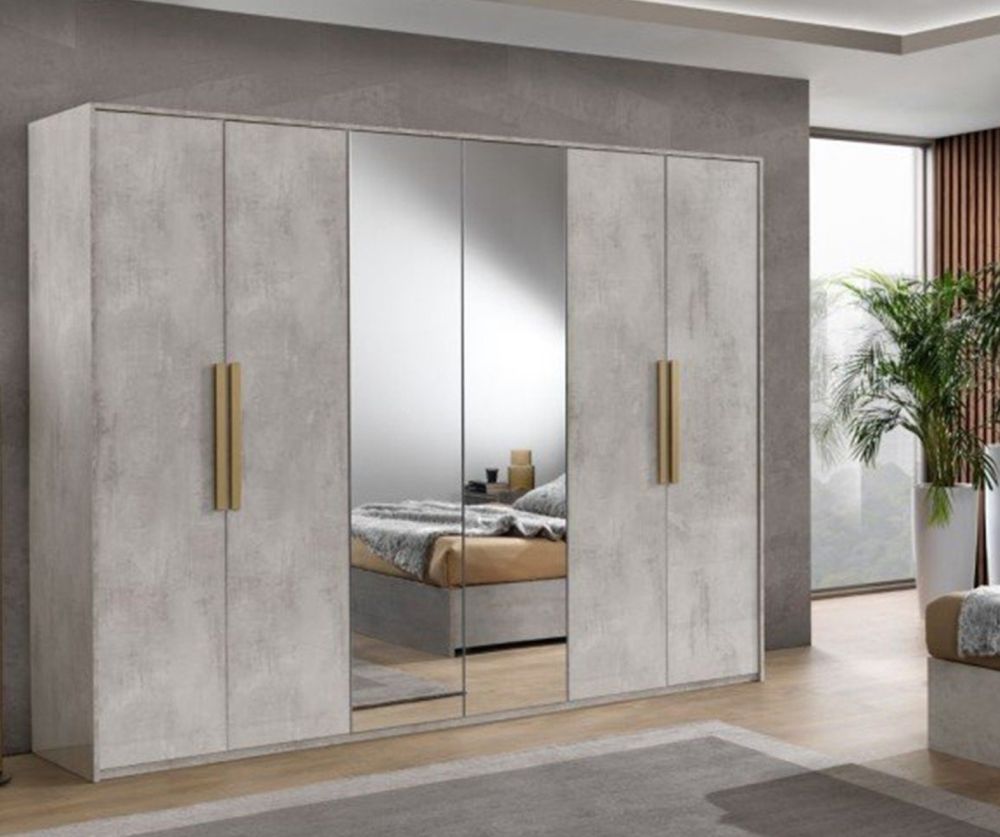 H2O Design Sole Grey Italian Bedroom Set with 6 Door Wardrobe