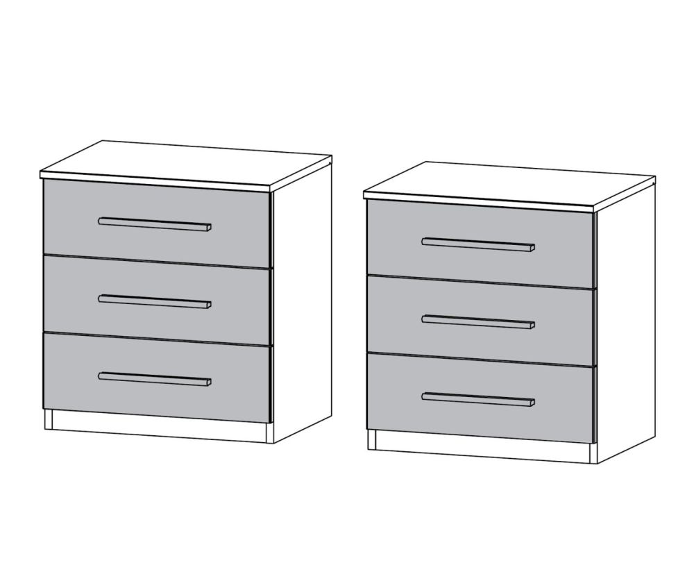 Rauch Alvor Sonoma Oak Carcase with Alpine White Front 3 Drawer Bedside Table in Pair