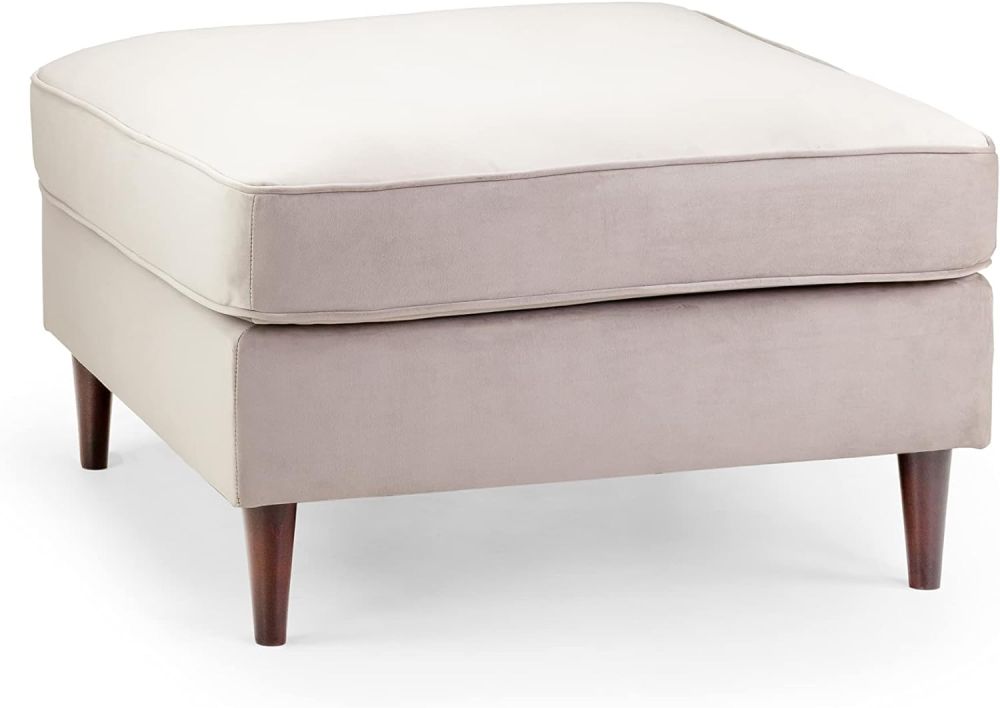 Barkham Plush Beige Fabric Footstool 