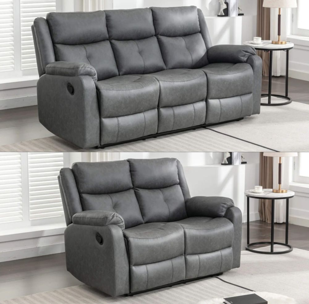  Belair Grey Fabric Recliner 3+2 Sofa Set 