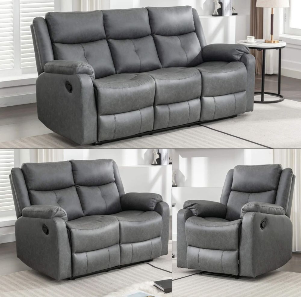  Belair Grey Fabric Recliner 3+2+1 Sofa Set 