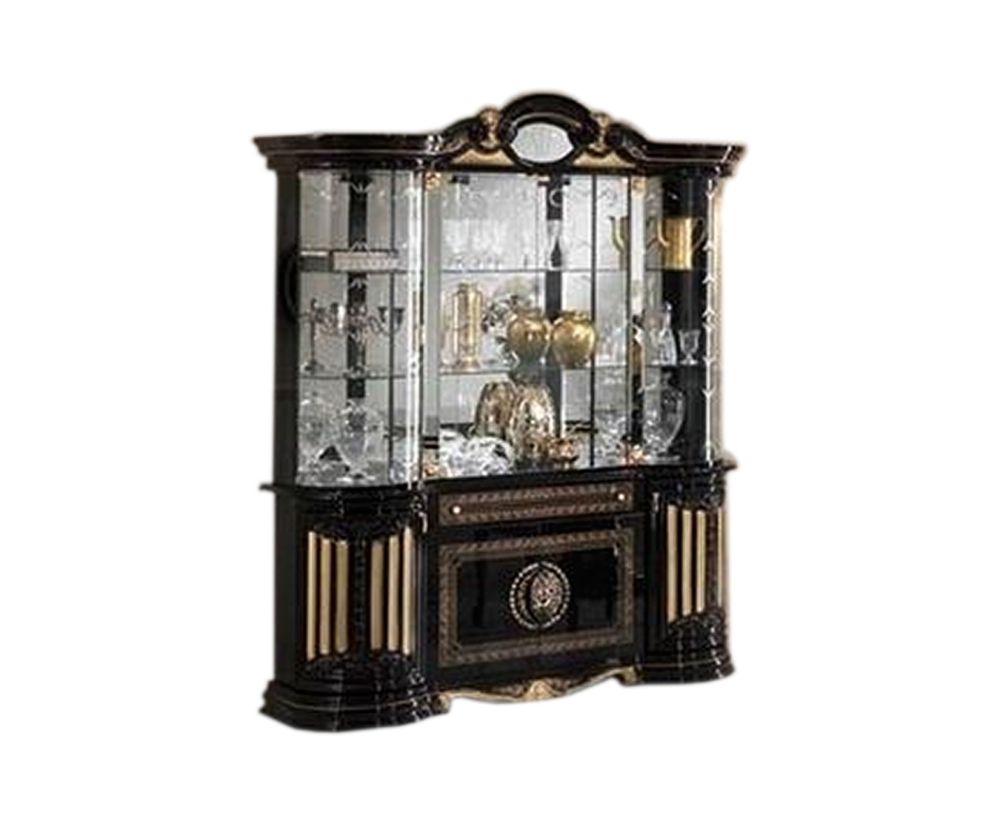 Ben Company Betty Black and Gold Finish Italian 4 Door Vitrine