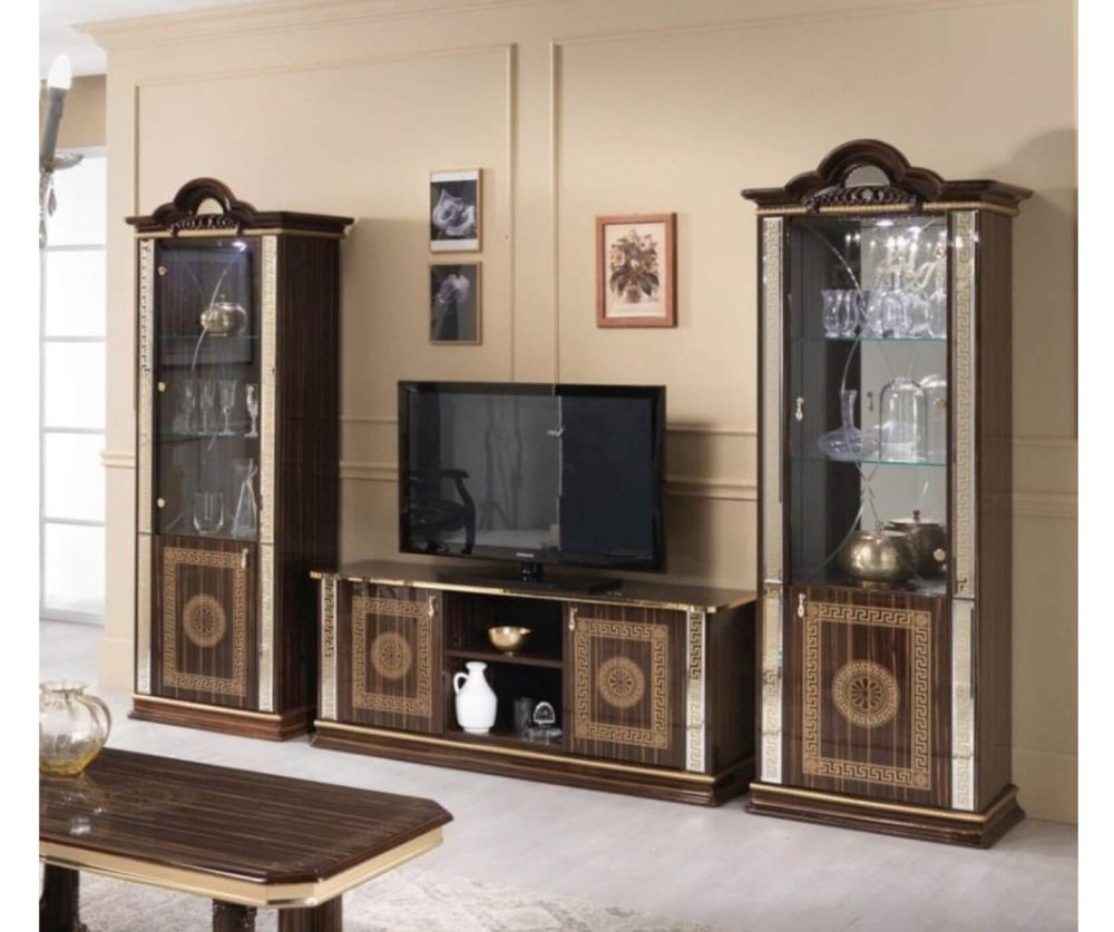 Ben Company New Venus Walnut and Gold Italian Plasma TV Cabinet