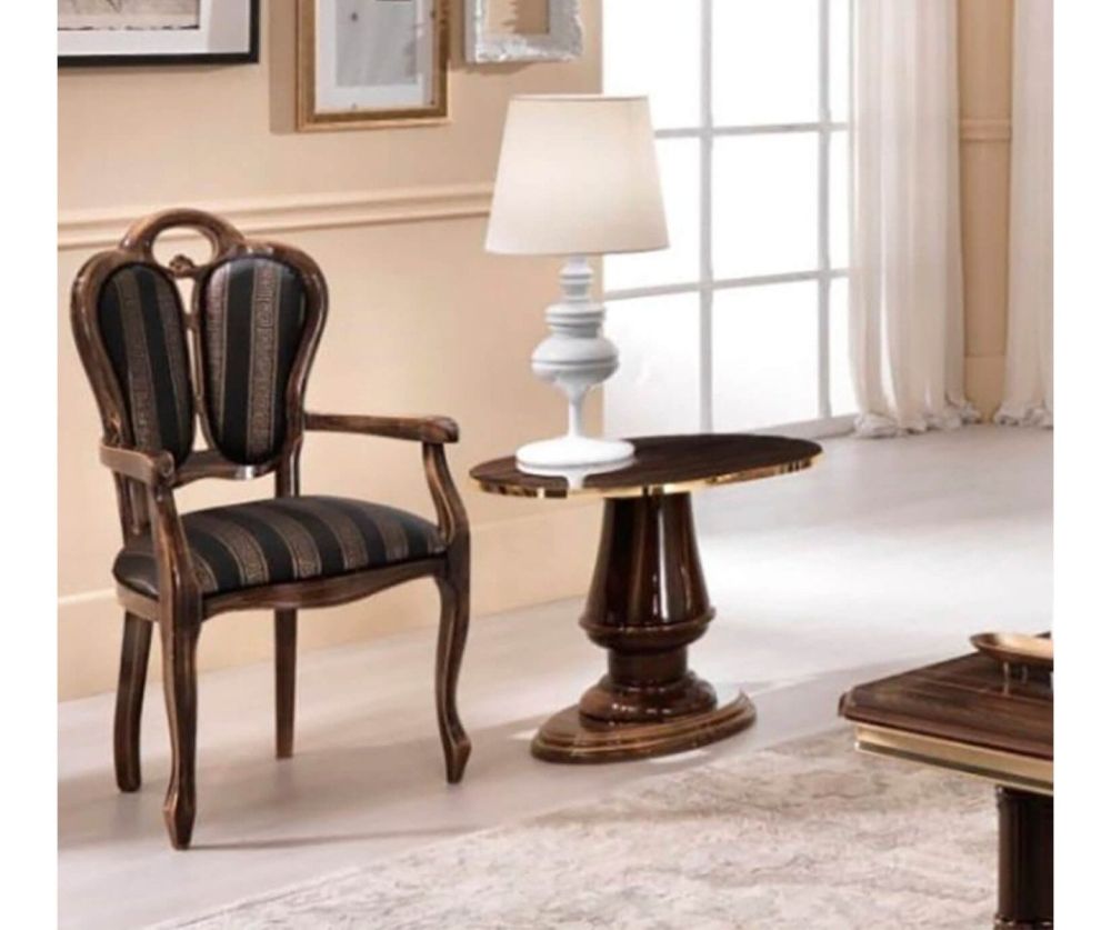 Ben Company New Venus Walnut and Gold Italian Giglio Dining Armchair