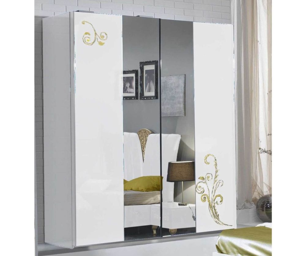 Ben Company Sofia White and Gold Italian Bedroom Set
