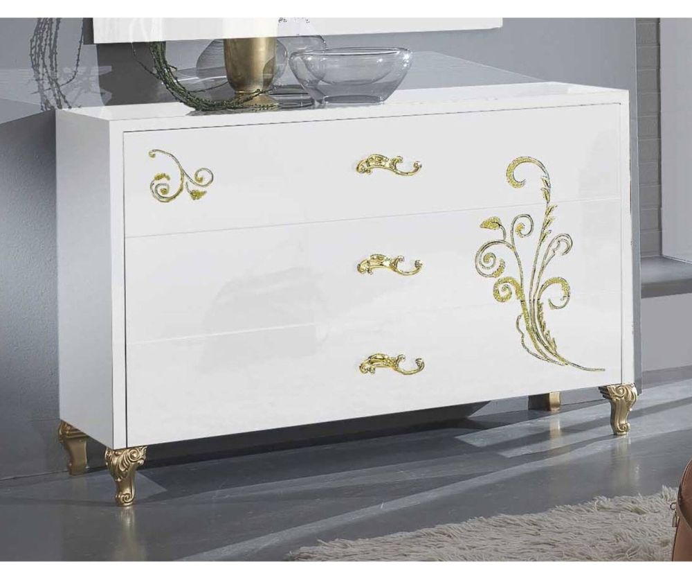 Ben Company Sofia White and Gold Italian Bedroom Set