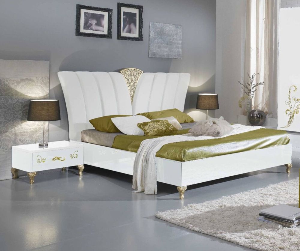 Ben Company Sofia White and Gold Italian Bedroom Set