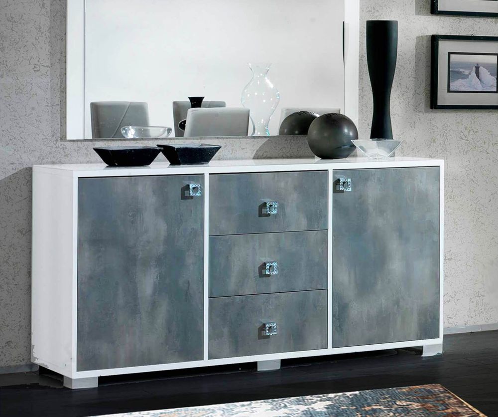 Ben Company Stella White and Grey Finish Italian Sideboard