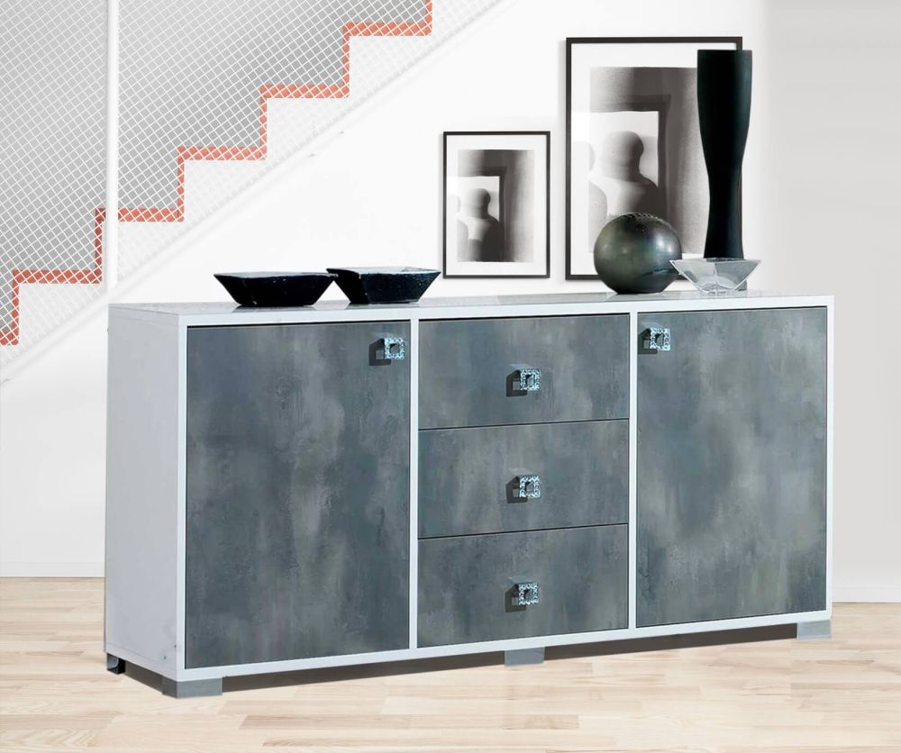 Ben Company Stella White and Grey Finish Italian Sideboard