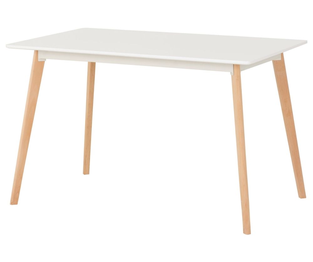 Seconique Furniture Bendal White And Beech And White Faux Leather Dining Set