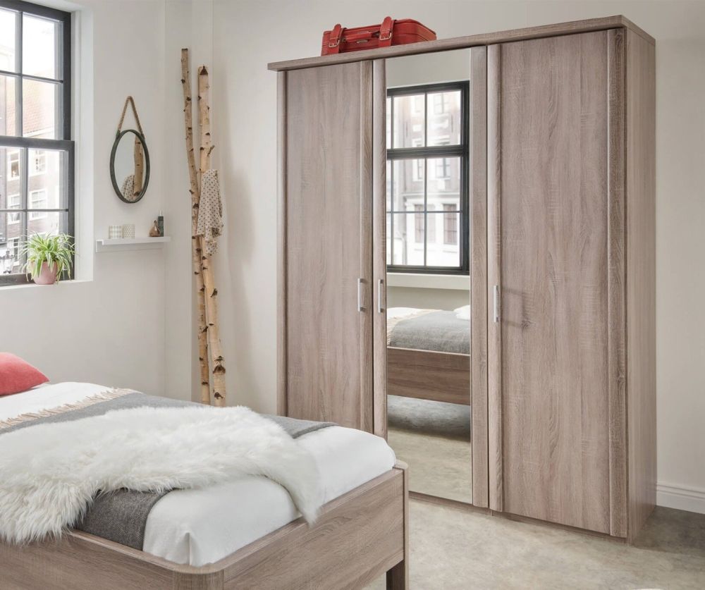 Wiemann Bern Wooden and Mirrored Hinged Door Wardrobe