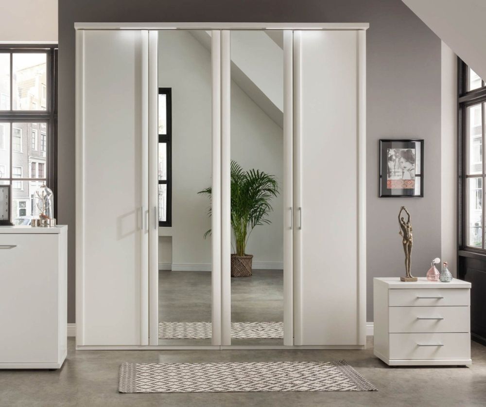 Wiemann Bern Wooden and Mirrored Hinged Door Wardrobe