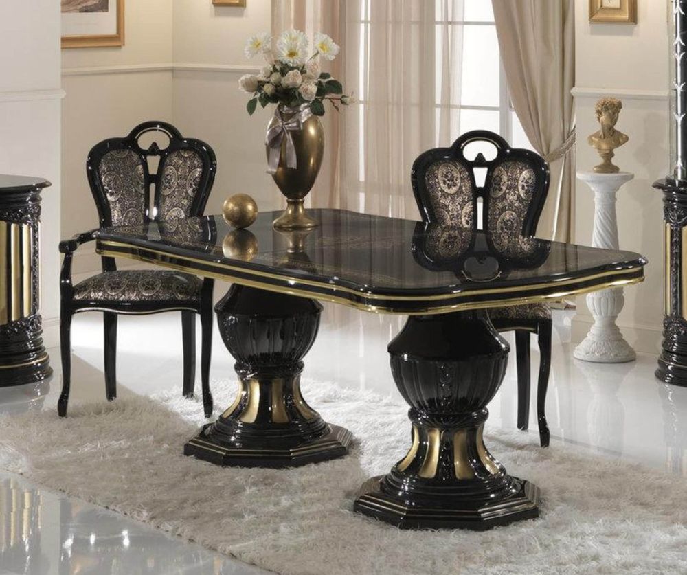 Ben Company Betty Black and Gold Finish Italian Dining Table