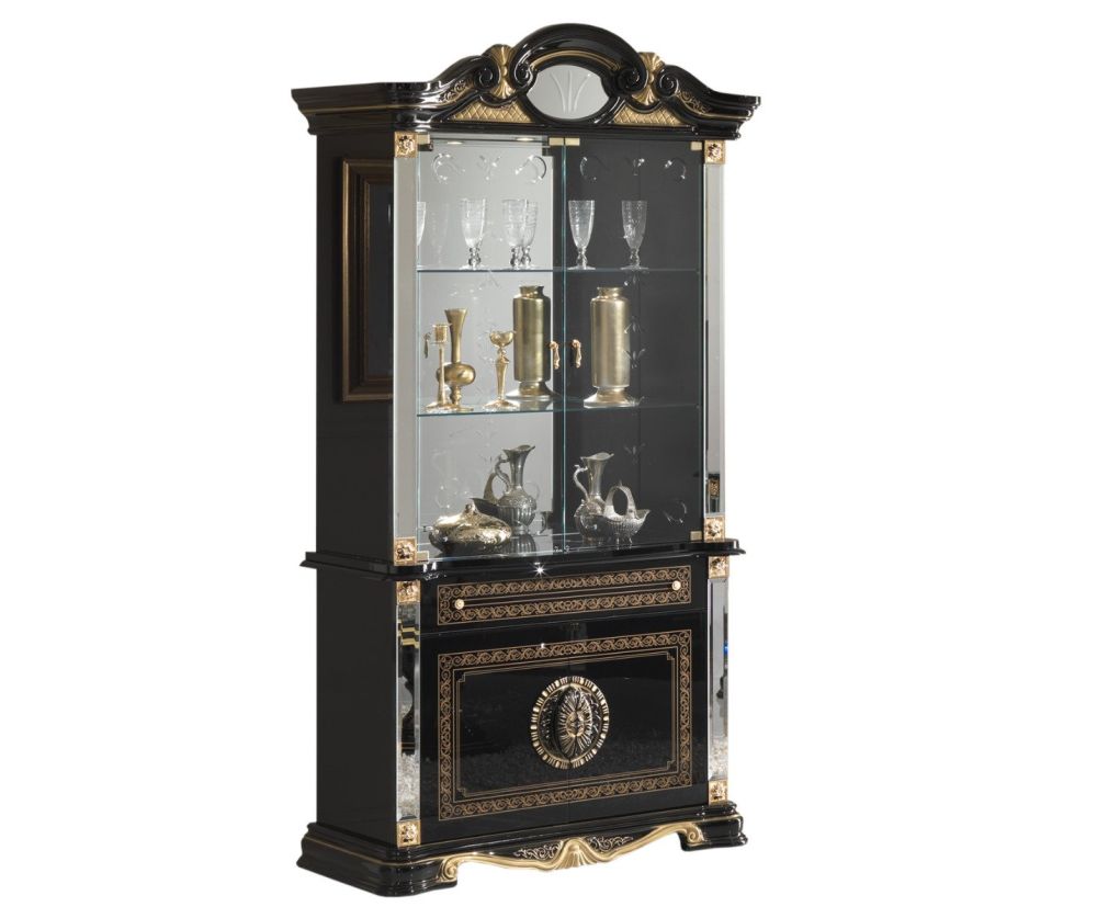 Ben Company Betty Black and Gold Finish Italian 2 Door Vitrine