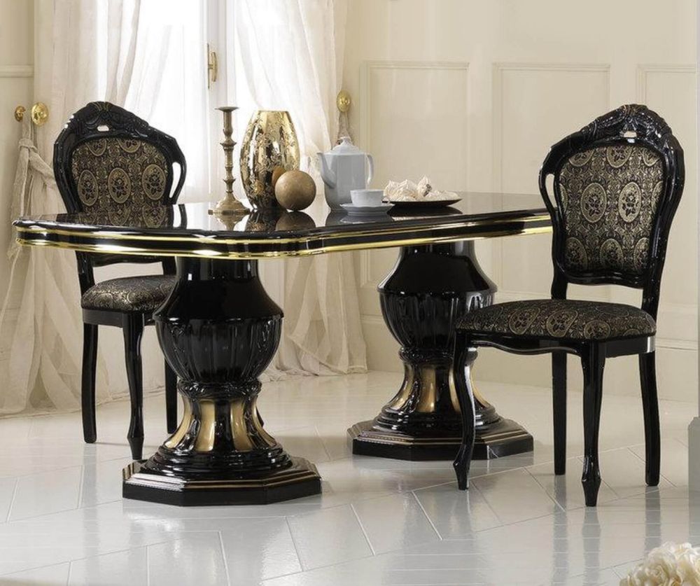 Ben Company Betty Black and Gold Finish Italian Dining Table