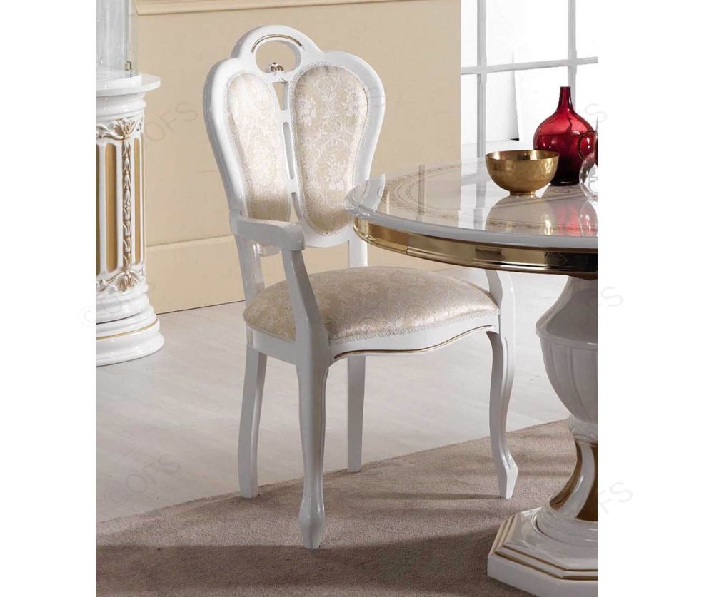 Ben Company New Venus White Italian Giglio Dining Armchair