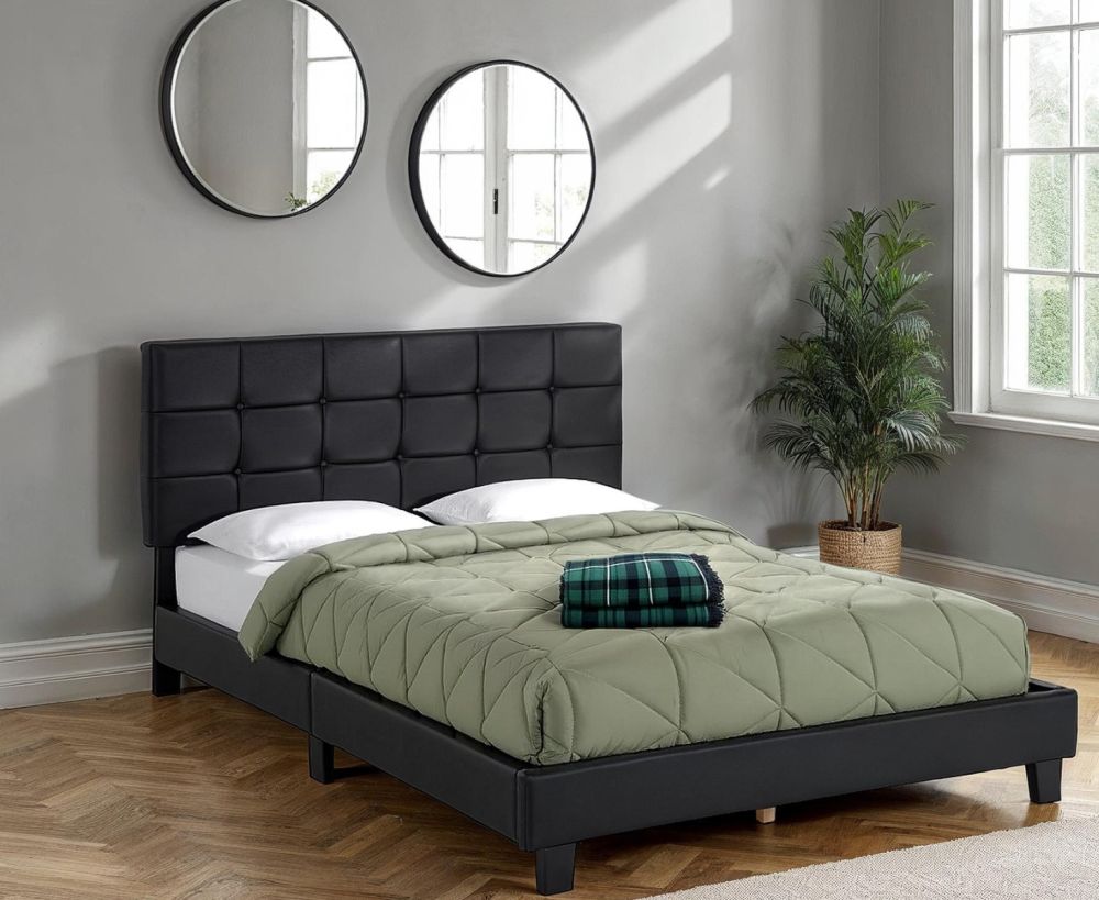 Seconique Furniture Arran Black Faux Leather Bed