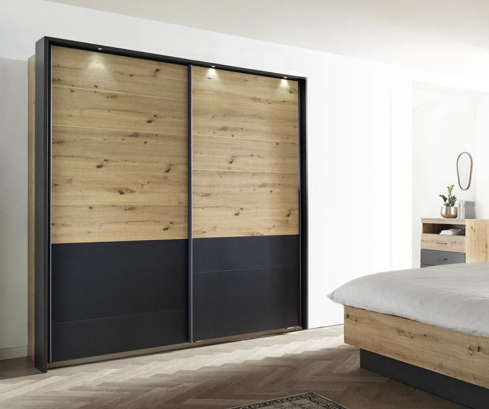Rauch Bilbao-Extra Artisan Oak Colour 2 Sliding Door Wardrobe(W226cm)