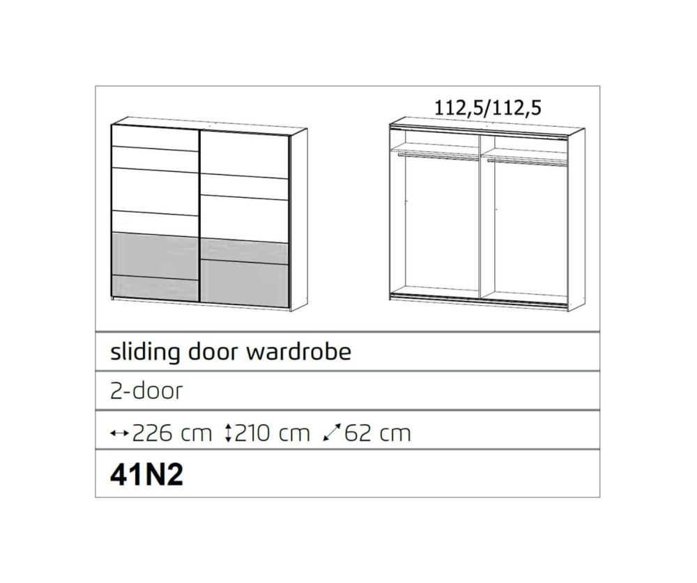 Rauch Bilbao-Extra Artisan Oak Colour 2 Sliding Door Wardrobe(W226cm)
