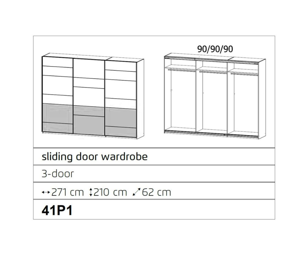 Rauch Bilbao-Extra Artisan Oak Colour 3 Sliding Door Wardrobe(W271cm)