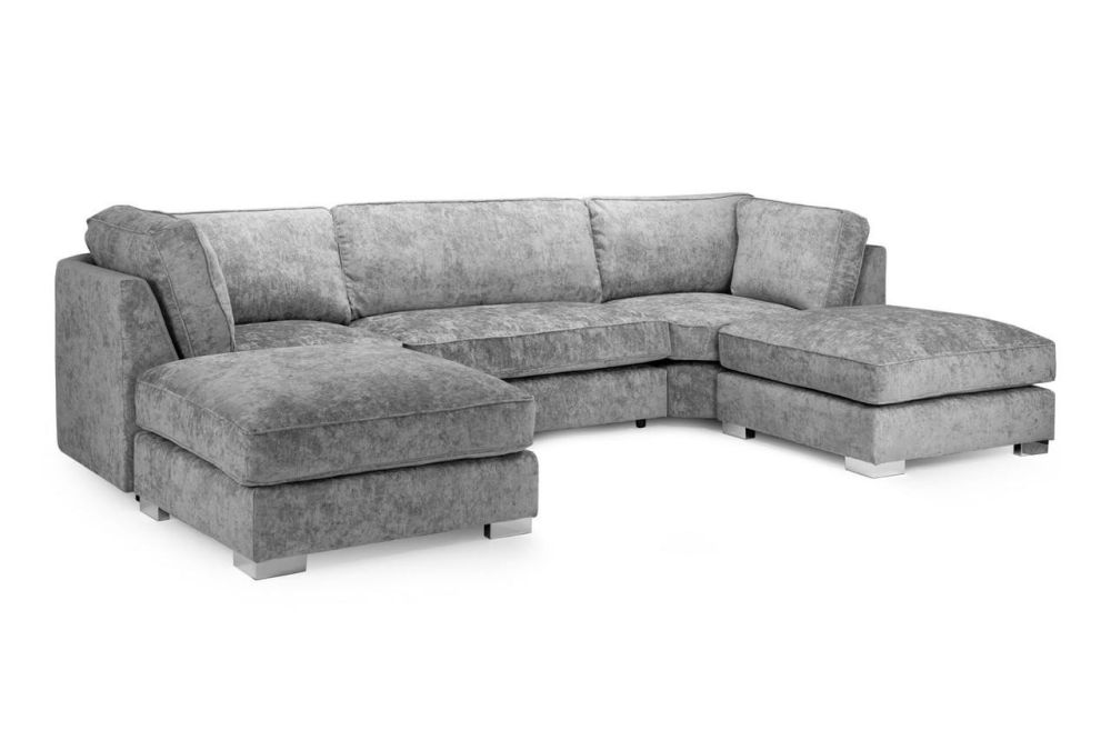 Milano Platinum Fabric U Shape Corner Sofa